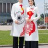 Thuê đồ biểu diễn áo dài bản đồ Việt Nam múa hát văn nghệ