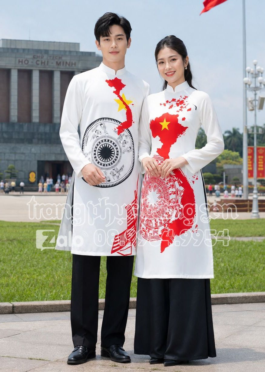 Thuê đồ biểu diễn áo dài bản đồ Việt Nam múa hát văn nghệ