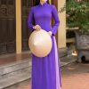 thuê đồ biểu diễn áo dài chiffon tím Huế