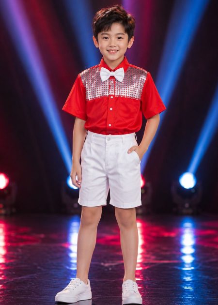 thuê đồ sự kiện quần short kaki trẻ em màu trắng