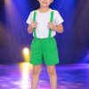 thuê đồ sự kiện quần short kaki trẻ em màu xanh lá