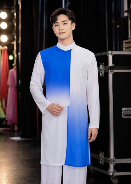 Thuê đồ văn nghệ áo dài nam múa hát màu xanh dương