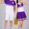 Trang phục nhảy cổ động trắng phối tím - thuê trang phục nhảy