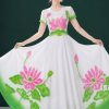 thuê váy múa - đầm váy múa sen tay cánh tiên xòe rộng 360 độ
