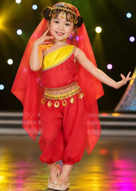 trang phục biểu diễn trang phục Ấn Độ múa bụng belly dance mầm non áo quần đỏ