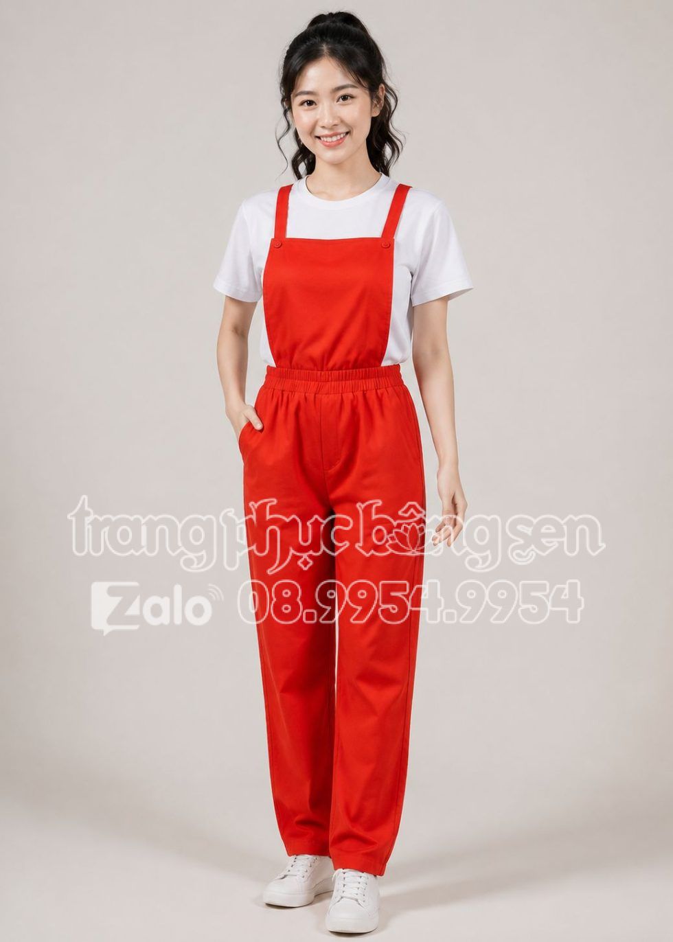 trang phục biểu diễn trang phục công nhân yếm màu đỏ
