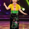 Trang phục dân tộc Thái mầm non nữ áo kim sa vàng váy đen