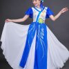 Trang phục hát múa áo dài trắng xanh dương nhiều tà tay cánh tiên