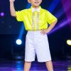 Trang phục hát múa trẻ em nam sơ mi vàng