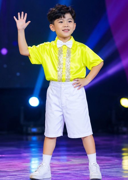 Trang phục hát múa trẻ em nam sơ mi vàng