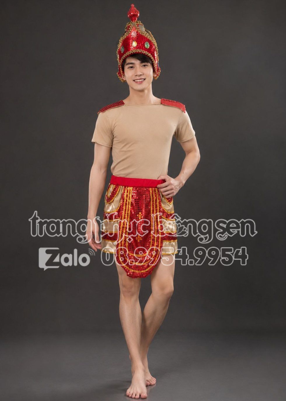 Trang phục múa Champa - Apsara nam màu đỏ