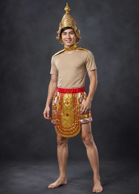 Trang phục múa Champa - Apsara nam màu vàng