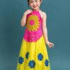 trang phục múa yếm mầm non hoa hướng dương màu hồng