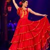 Trang phục nhảy Flamenco Tây Ban Nha nữ đỏ 6 tầng xòe rộng