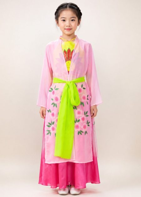 tứ thân trẻ em tà vẽ màu hồng