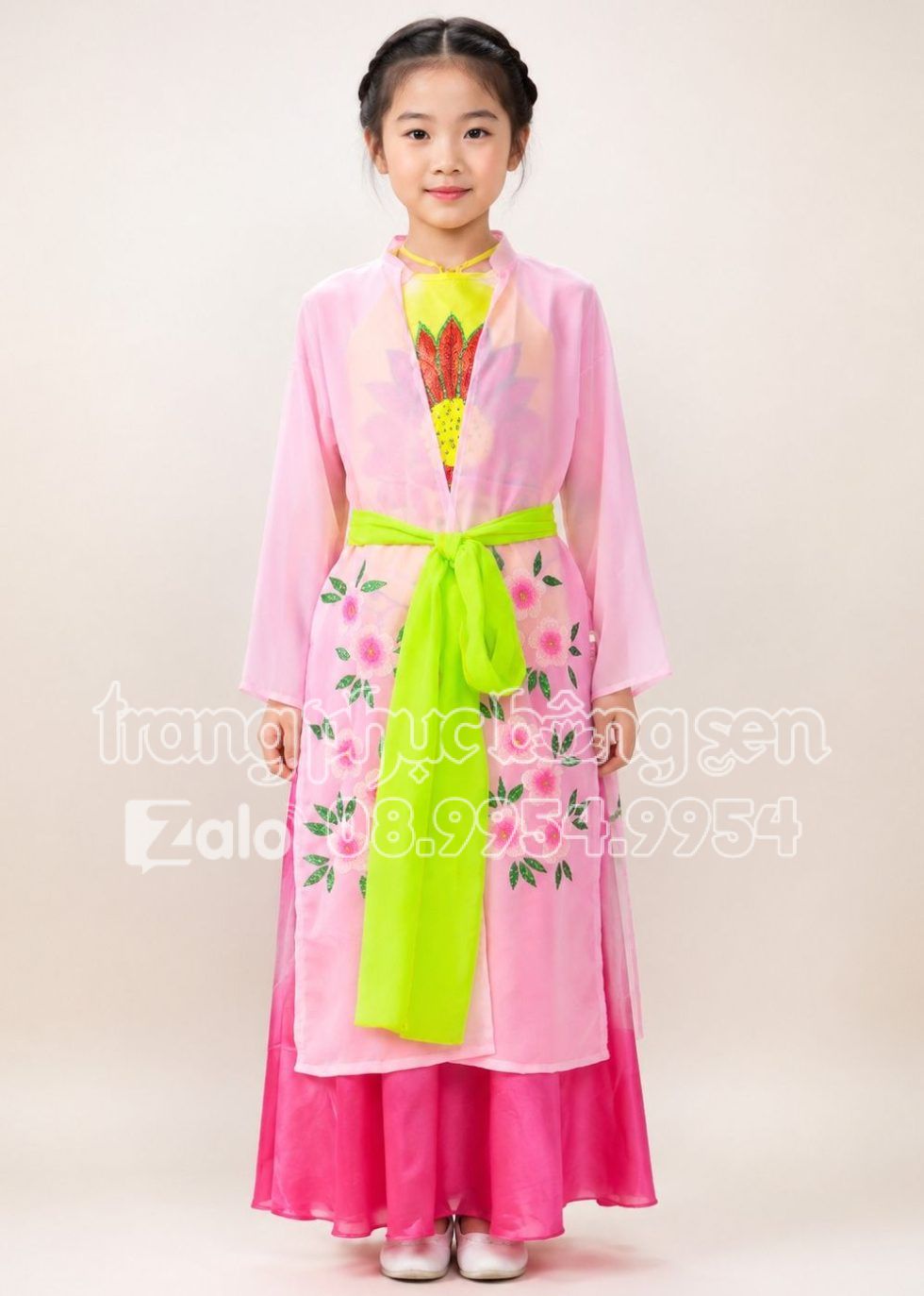 tứ thân trẻ em tà vẽ màu hồng