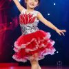 Váy kim sa mầm non đỏ trắng ngực sen đỏ