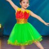 Váy múa sen trẻ em kim sa ngực xếp cánh