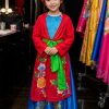 Yếm tứ thân áo tứ thân vẽ mầm non đỏ đụp xanh dương