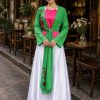yếm tứ thân trang phục tứ thân hoa 3d màu xanh lá
