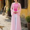 yếm tứ thân trang phục tứ thân lụa hồng phấn yếm sen quần váy trắng