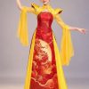 Áo dài nữ Xích Long màu đỏ họa tiết rồng