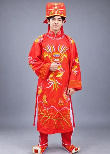 Áo táo quân đỏ gold - trang phục quan táo quân cho thuê