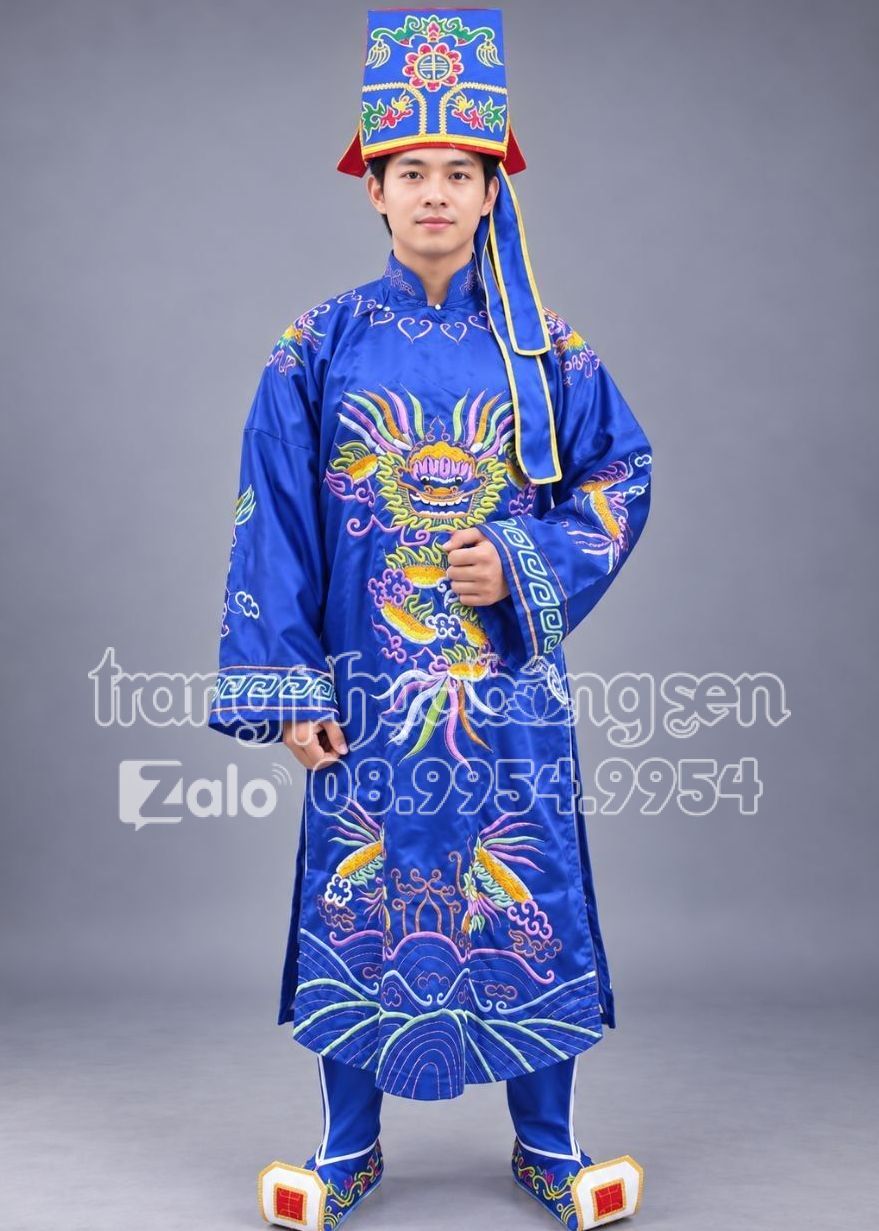 Áo táo quân xanh dương - trang phục quan táo quân xanh dương cho thuê