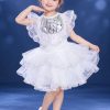 Đầm múa mầm non kim sa trắng cổ bèo