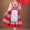 Đồ dân tộc Mèo phi bóng màu cam phối thổ cẩm cho thuê