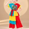 Mướn đồ bà ba - Trang phục đồng dao trẻ em nhiều tà đỏ-vàng-xanh