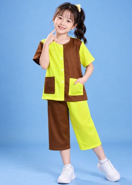 Thuê đồ bà ba - Bà ba trẻ em đồng dao vàng - nâu