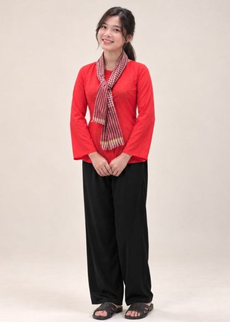 thuê đồ bà ba chiffon màu đỏ