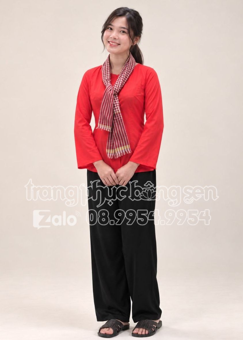 thuê đồ bà ba chiffon màu đỏ