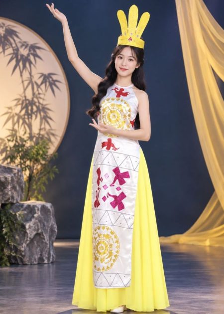 trang phục âu lạc áo dài âu lạc nữ màu trắng