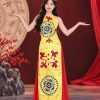 trang phục âu lạc áo dài âu lạc nữ màu vàng