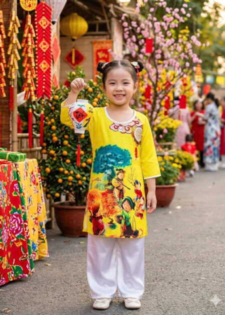 Áo dài tết- áo dài bé gái