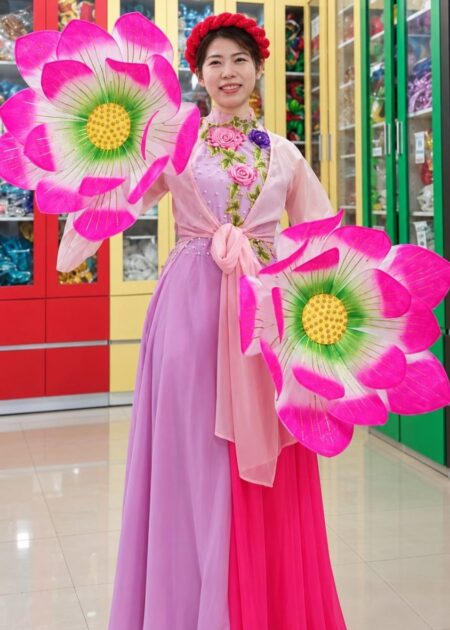 thuê áo tứ thân – đầm múa tứ thân hoa tím 3D